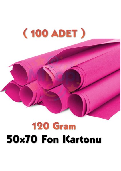 Fuşya - Koyu Pembe Fon Kartonu 50X70 cm 100'LÜ Paket 120 gr Renkli Fon Kartonu