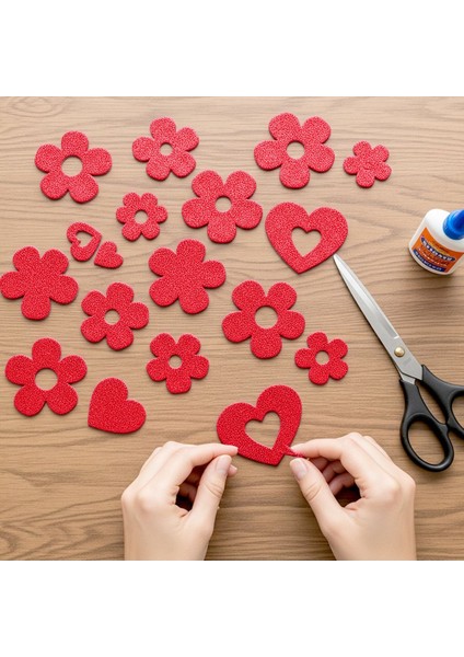 Kırmızı Renkli Simli Eva Süngeri 50X70 cm 10'lu Paket 1.5 mm fiyatları