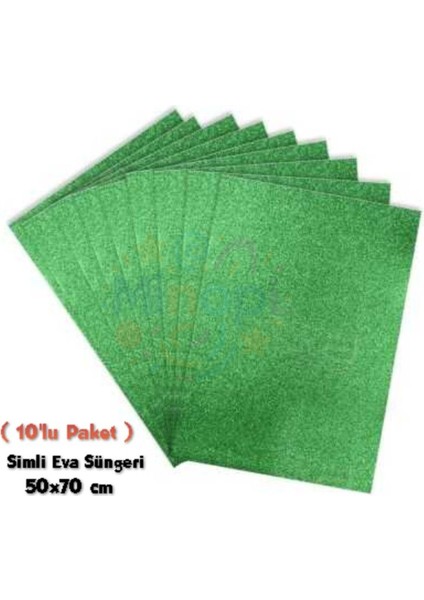 Yeşil Renkli Simli Eva Süngeri 50X70 cm 10'lu Paket 1.5 mm