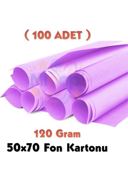 Lila Fon Kartonu 50X70 cm 100'LÜ Paket 120 gr Renkli Fon Kartonu