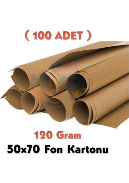 Kahverengi Fon Kartonu 50X70 cm 100'LÜ Paket 120 gr Renkli Fon Kartonu