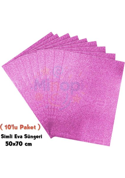Pembe Renkli Simli Eva Süngeri 50X70 cm 10'lu Paket 1.5 mm
