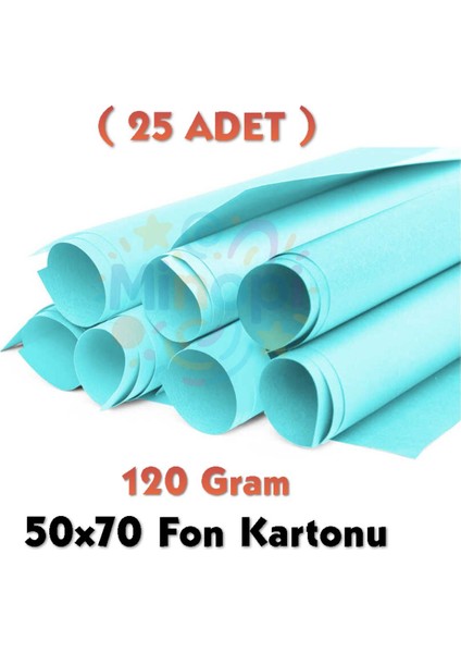 Açık Mavi Fon Kartonu 50X70 cm 25'li Paket 120 gr Renkli Fon Kartonu