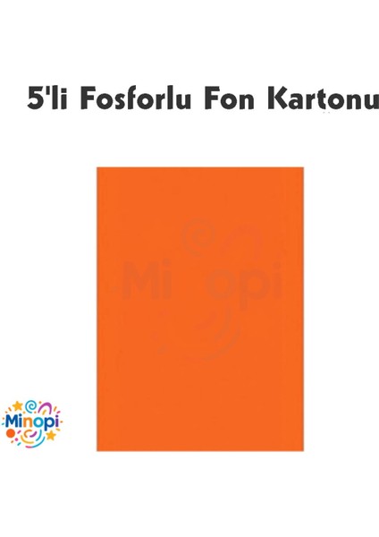 Fosforlu Fon Kartonu 50 x 70 120 G Turuncu Renk 5'li Rulo