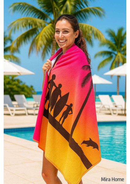 Yetişkin Unisex 70X140 cm Yaz Desenli Plaj ,deniz , Banyo Havlusu Ocean