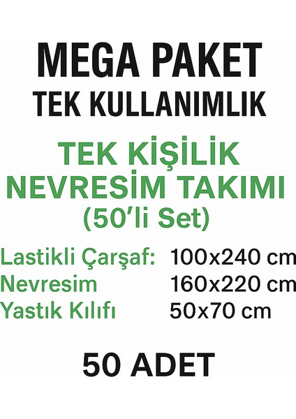 Tek Kişilik Tek Kullanımlık Nevresim Takımı 50’li Set – Endüstriyel Paket