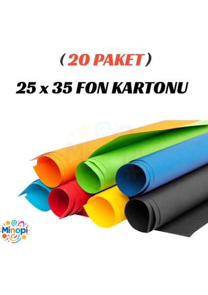 20 Paket 25X35 Fon Kartonu Paketi 10'lu Hobi Tasarım Anaokulu Kreş Malzemesi