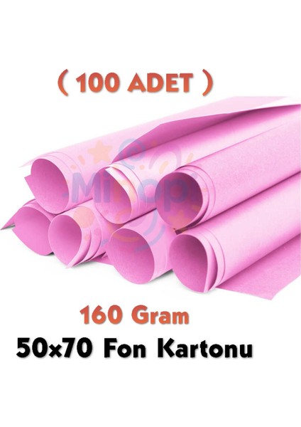 Pembe Fon Kartonu 50X70 cm 100'LÜ Paket 160 gr Renkli Fon Kartonu