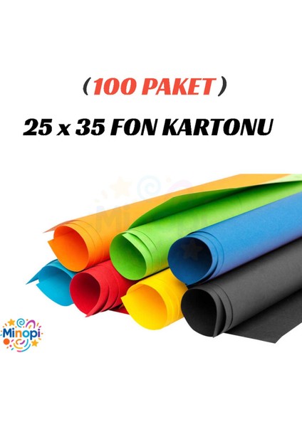 100 Paket 25X35 Fon Kartonu Paketi 10'lu Hobi Tasarım Anaokulu Kreş Malzemesi