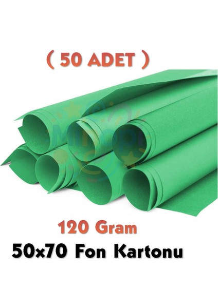 Koyu Yeşil Fon Kartonu 50X70 cm 50'li Paket 120 gr Renkli Fon Kartonu