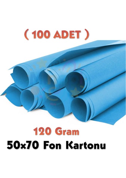 Koyu Mavi Fon Kartonu 50X70 cm 100'LÜ Paket 120 gr Renkli Fon Kartonu