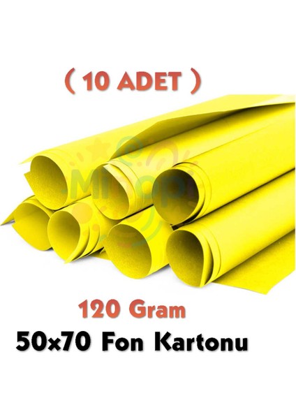 Sarı Fon Kartonu 50X70 cm 10'lu Paket 120 gr Renkli Fon Kartonu