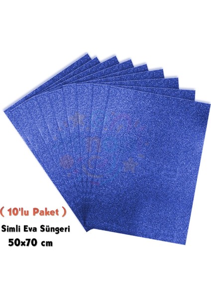 Mavi Renkli Simli Eva Süngeri 50X70 cm 10'lu Paket 1.5 mm