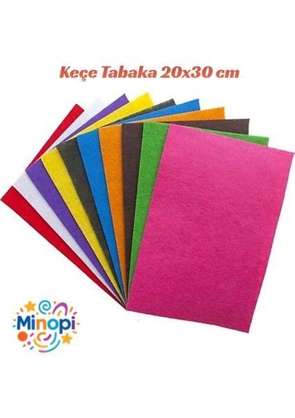 10 Renk Keçe Tabaka 10'lu Paket 20X30 cm - 1.5 mm Kalınlık