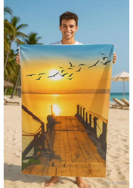 Yetişkin Unisex 70X140 cm Yaz Desenli Plaj ,deniz , Banyo Havlusu Ocean