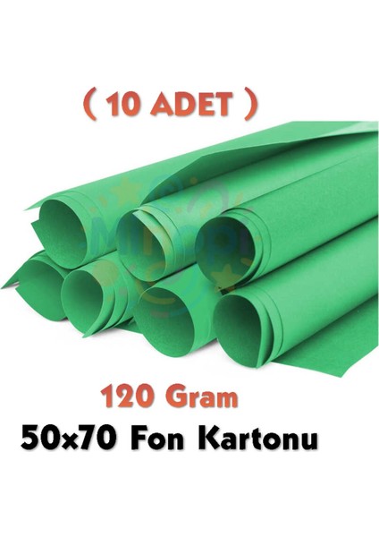 Koyu Yeşil Fon Kartonu 50x70 cm 120 gr Renkli Sanat Malzemesi 10'lu Paket