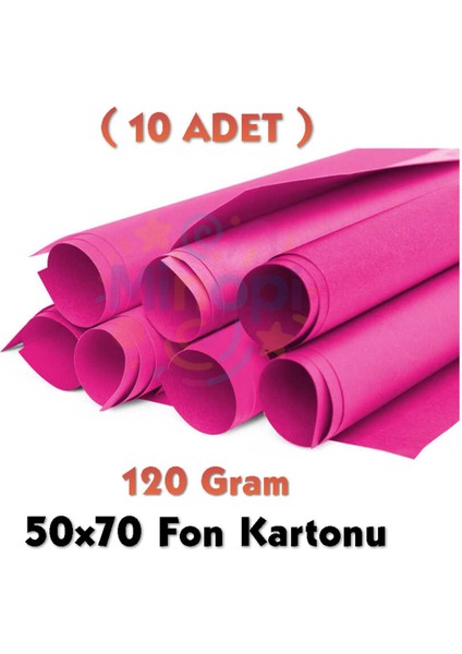Fuşya - Koyu Pembe Fon Kartonu 50X70 cm 10'lu Paket 120 gr Renkli Fon Kartonu