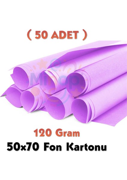 Lila Fon Kartonu 50X70 cm 50'li Paket 120 gr Renkli Fon Kartonu