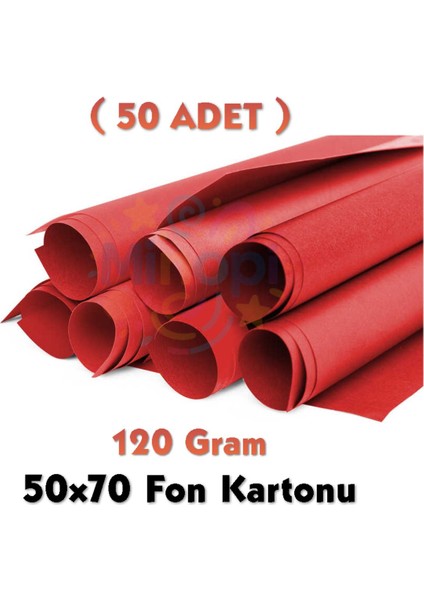Kırmızı Fon Kartonu 50X70 cm 50'li Paket 120 gr Renkli Fon Kartonu