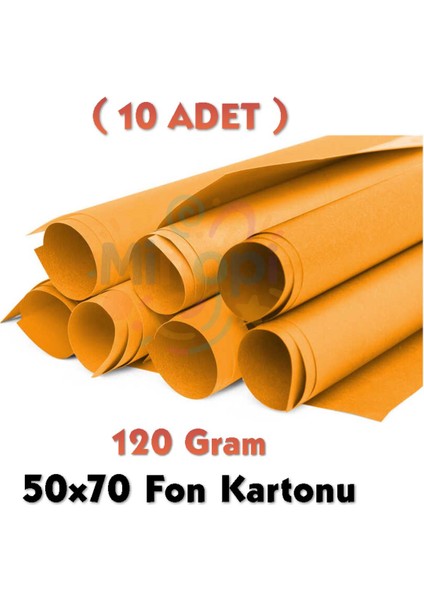 Turuncu Fon Kartonu 50X70 cm 10'lu Paket 120 gr Renkli Fon Kartonu
