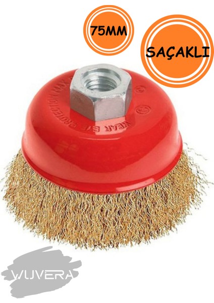 Saçaklı Çanak Tel Fırça 75 mm – Pas, Cüruf ve Boya Temizliği Için Güçlü Performans