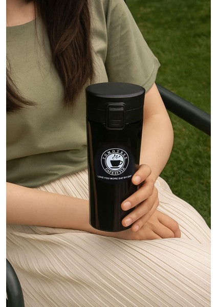 Kilitli 304 L Çelik Siyah 500 ml Kahve El Termos Mug CIN406SY indirimleri