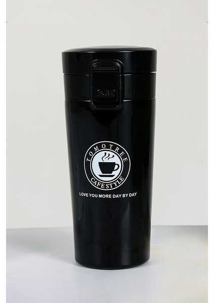 Kilitli 304 L Çelik Siyah 500 ml Kahve El Termos Mug CIN406SY