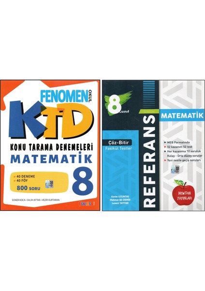 Fenomen 8. Sınıf Ktd Matematik+Newton Referans Matematik (2 Kitap)