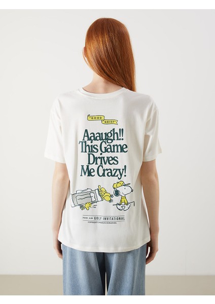 Yeni Sezon Bisiklet Yaka Snoopy Baskili Kadin Tisort - S5PR40Z8 fırsatları