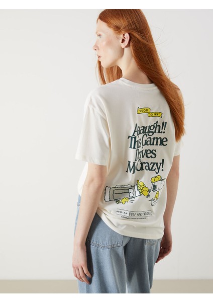 Yeni Sezon Bisiklet Yaka Snoopy Baskili Kadin Tisort - S5PR40Z8