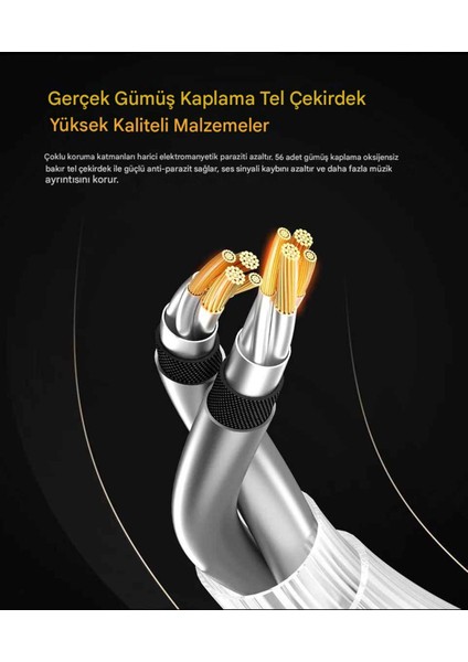 Kz Type-C Gümüş Dac Kulaklık Kablosu Mikrofonlu indirimleri