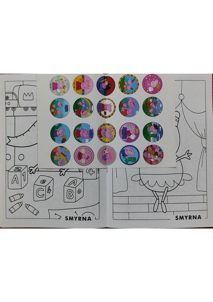 2 Adet Stickerli Boyama Kitabı ve 12 Li Kuru Boya Kalemi (Kuromi-A / Peppapig) modelleri