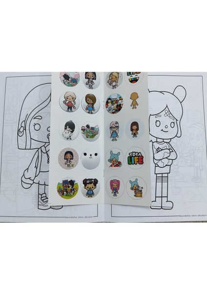 4 Adet Stickerli Boyama Kitabı ve 12 Li Tüp Kuru Boya Kalemi (Wednesday/tocaboca/hellokitty/unicorn) modelleri