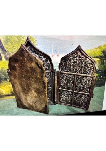 1900 Başları Bronz Ikona Açık Halde 30 cm 17,5 cm Ölçülerinde fiyatları