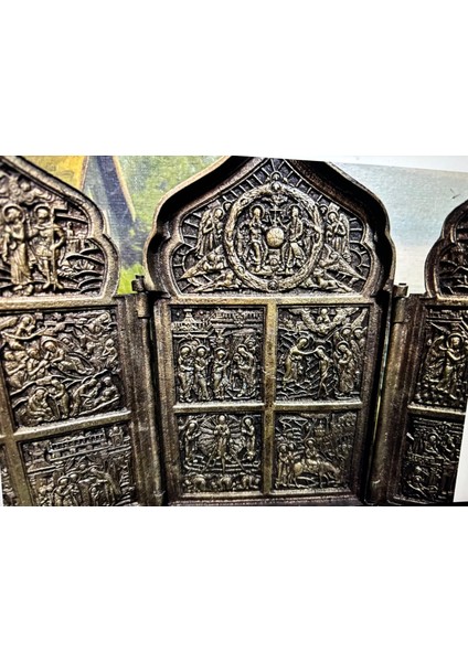 1900 Başları Bronz Ikona Açık Halde 30 cm 17,5 cm Ölçülerinde indirimleri
