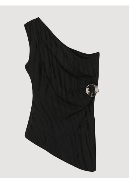 00592 Kolsuz Metal Aksesuarlı Bluz Siyah indirimleri