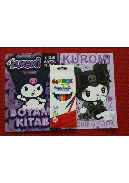 2 Adet Stickerli Boyama Kitabı ve 12 Li Kuru Boya Kalemi (Kuromia / Kuromib)