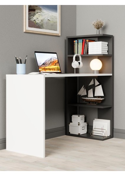 Luga Kitaplıklı Raflı Çalışma Masası Antrasit fiyatları