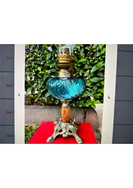 Antika Fransız Pirinç ve Mermer Gaz Lambası 55 cm Boyunda fiyatları