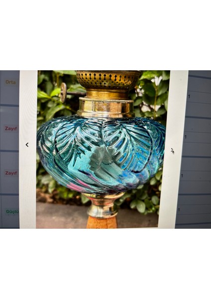 Antika Fransız Pirinç ve Mermer Gaz Lambası 55 cm Boyunda fırsatları