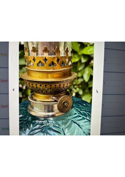 Antika Fransız Pirinç ve Mermer Gaz Lambası 55 cm Boyunda