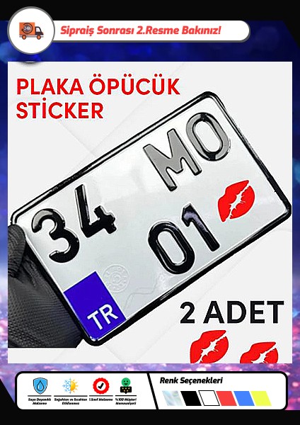 Plaka Öpücük Sticker 4cm x 3cm 2 Adet