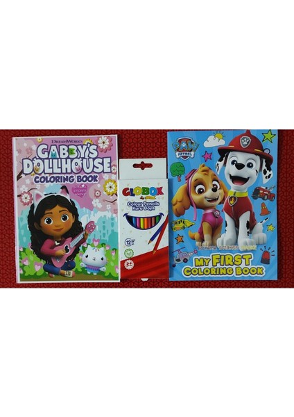 2 Adet Stickerli Boyama Kitabı ve 12 Li Kuru Boya Kalemi (Gabbys / Paw Patrol-A)
