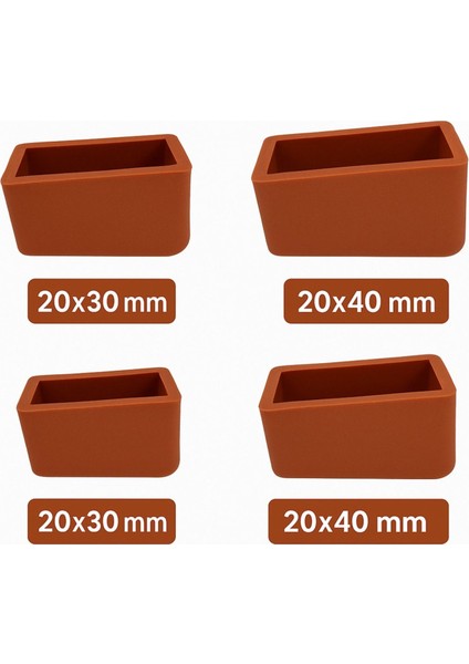 Elmas Serisi – Merdiven Ayak Takozu Takımı | 20X30 & 20X40 mm Kaydırmaz Plastik Pabuç (1 Takım) - ( 4 Adet)