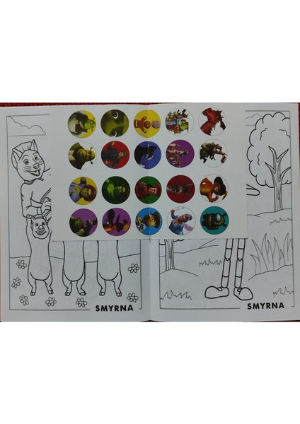 2 Adet Stickerli Boyama Kitabı ve 12 Li Kuru Boya Kalemi (Unicorn / Shrek) modelleri