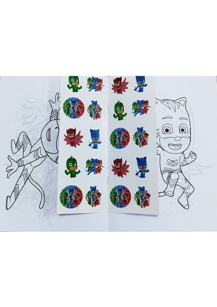 2 Adet Stickerli Boyama Kitabı ve 12 Li Kuru Boya Kalemi (Kuromi-A / Pijamaske-A ) modelleri