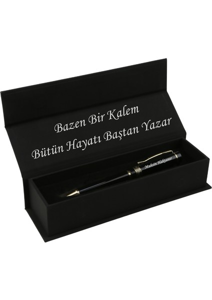 Yüksek Kalite Siyah Altın Tükenmez Kalem Kişiye Özel