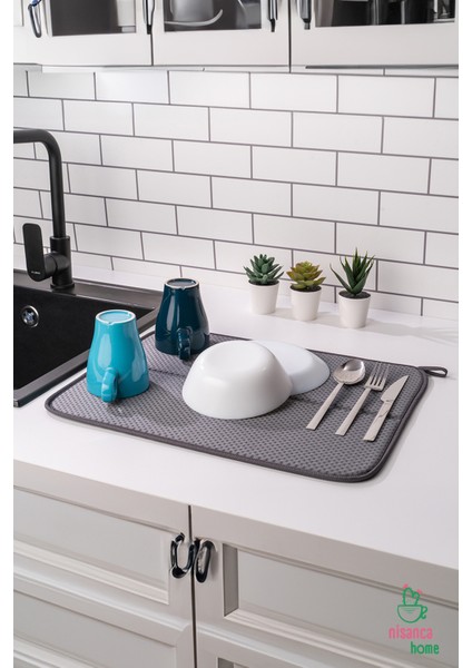 Mikrofiber Bulaşık Kurutma Matı Tezgah Üstü Kurutma Havlusu Kurutma Örtüsü Süper Emici Bulaşıklık