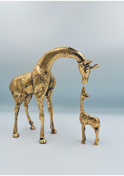 Pirinç Zürafa ve Yavrusu (El Yapımı Ağır Üründür)