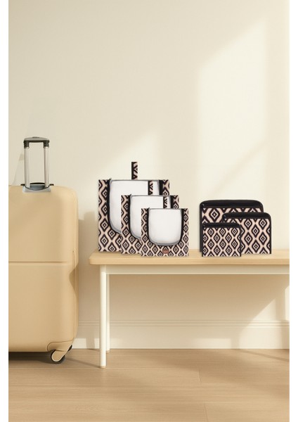 6'lı Bej Valiz Düzenleyici I Bavul Içi Organizer Set I Seyahat Hurcu